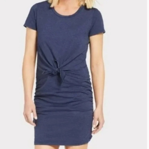 Sundry Dresses & Skirts - Sundry T- Shirt Dress Blue Knotted Tie Knot Front Short Sleeve Sz 2 (M) *Z4